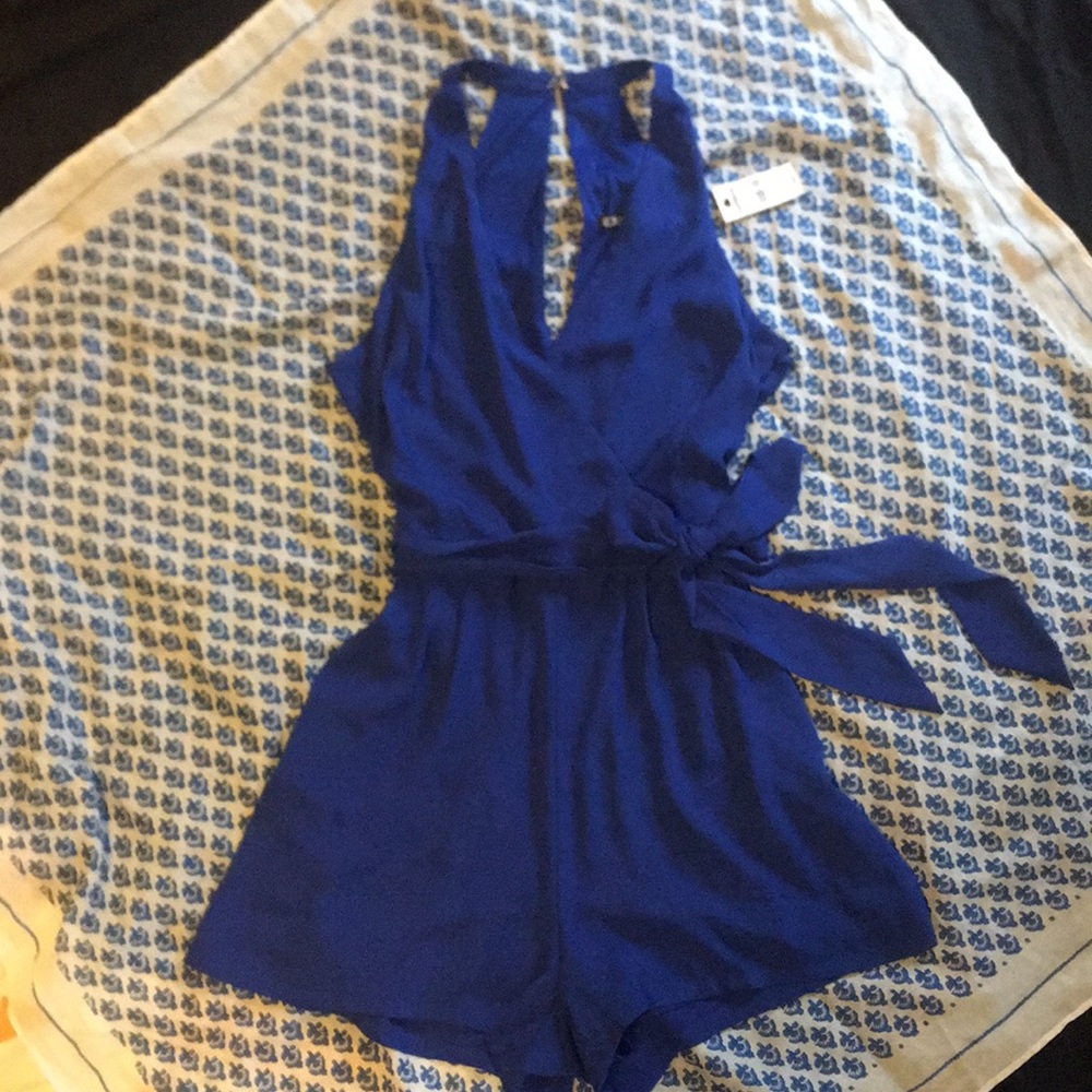 Sexy royal blue romper pockets!